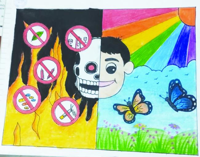 ವಿಶ್ವ ಕ್ಯಾನ್ಸರ್ ದಿನಾಚರಣೆಯ ಪ್ರಯುಕ್ತ ಕುಮಾರಿ ಅನನ್ಯ ರಾಘವೇಂದ್ರ ಪಾಲನಕರ ರಿಂದ ವಿಶೇಷ ಆರೋಗ್ಯ ಮತ್ತು ಪರಿಸರ ಜಾಗೃತಿ ಚಿತ್ರ ರಚನೆ