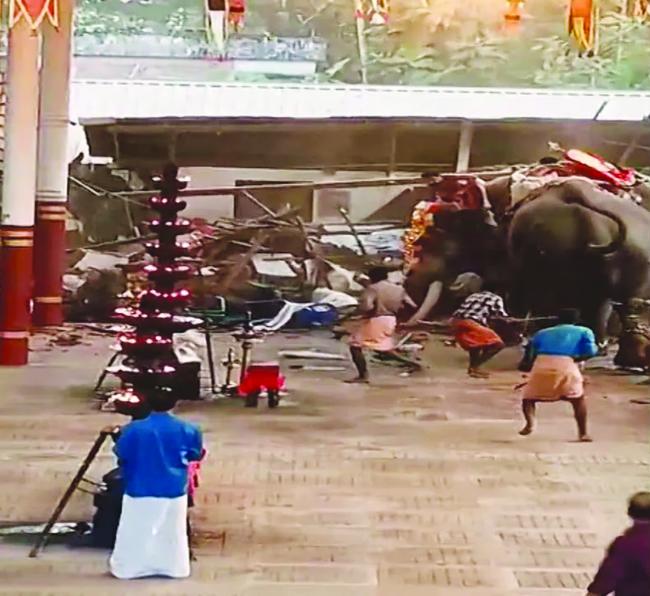 ಕೇರಳದ ದೇವಸ್ಥಾನದಲ್ಲಿ ಉತ್ಸವದ ವೇಳೆ ರೊಚ್ಚಿಗೆದ್ದು ಓಡಾಡಿದ  ಆನೆಗಳು: ಮೂವರ ಸಾವು 30ಕ್ಕೂ ಹೆಚ್ಚು ಜನರಿಗೆ ಗಾಯ