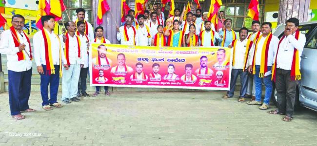 ಖಾಸಗಿ ಶಿಕ್ಷಣ ಸಂಸ್ಥೆಗಳು ಹೆಚ್ಚಿನ ಪ್ರವೇಶ ಶುಲ್ಕ ಪಡೆಯುತ್ತಿರುವುದನ್ನು ಖಂಡಿಸಿ ಕರವೇ ಸ್ವಾಭಿಮಾನಿ ಬಣದ ವತಿಯಿಂದ ಬೃಹತ್ತ ಪ್ರತಿಭಟನೆ