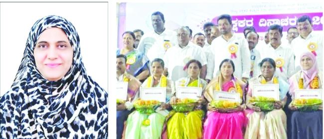 ಶಿಕ್ಷಕಿ ಸಲೀಮಾ ಬೇಗಂ ಪಠಾಣಗೆ ಜಿಲ್ಲಾ  ಅತ್ಯುತ್ತಮ ಪ್ರಶಸ್ತಿ ಪ್ರದಾನ