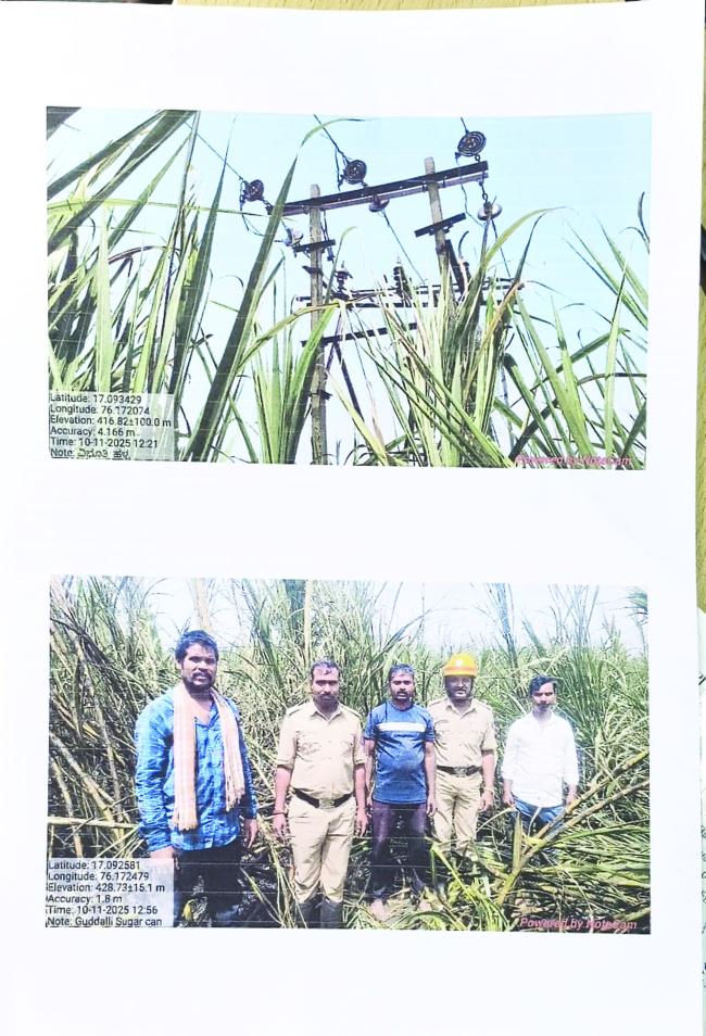  ವಿದ್ಯತ ಸ್ಪರ್ಷದಿಂದ  ಕಬ್ಬು   ಬೆಂಕಿ ಕೆನ್ಯಾಲಿಗೆ ಆಹುತಿ  