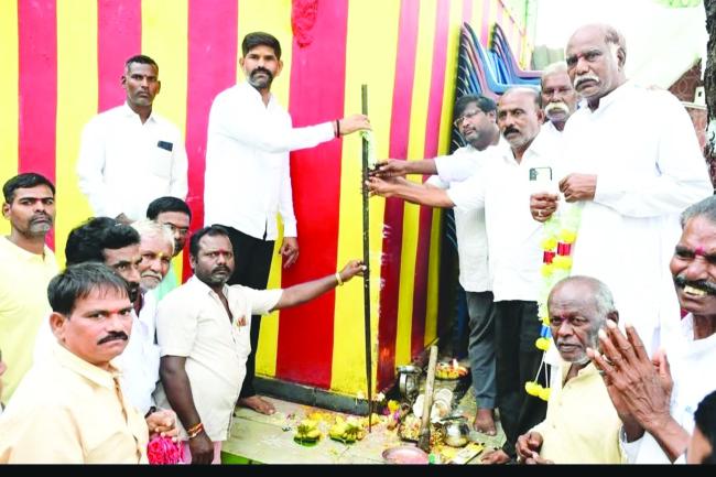 ದೇವಸ್ಥಾನ ಪುನರ್ ನಿರ್ಮಾಣಕ್ಕೆ ಶಾಸಕ ಜೆ.ಎನ್‌.ಗಣೇಶ್ ಭೂಮಿ ಪೂಜೆ 