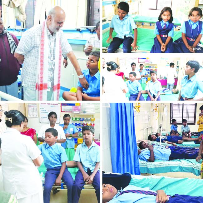 ಇಲಿ ಹಿಕ್ಕಿ ಶಂಕೆ: ಬಿಸಿಯೂಟ ಸೇವಿಸಿ 26ಕ್ಕೂ ಹೆಚ್ಚು ಮಕ್ಕಳು ಅಸ್ವಸ್ಥ, ಆಸ್ಪತ್ರೆಗೆ ದಾಖಲು, ಆಸ್ಪತ್ರೆಗೆ ಭೇಟಿ