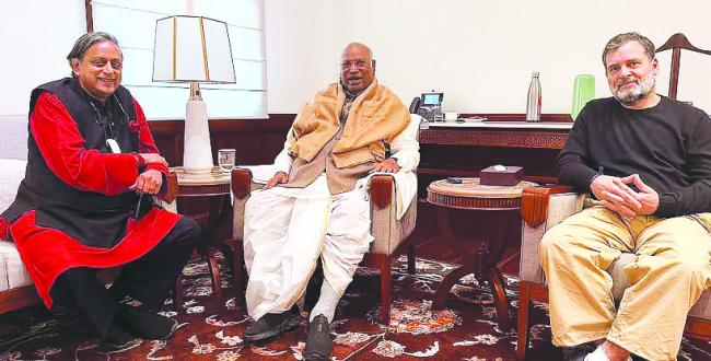 ಖರ್ಗೆ, ರಾಹುಲ್ ಅವರನ್ನು ಭೇಟಿಯಾಗಿ ‘ಸಿಟ್ಟು ಕೊಂಡ’ತರೂರ್‌: ‘ಎಲ್ಲವೂ ಚೆನ್ನಾಗಿದೆ’