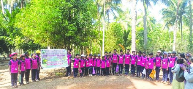ಪ್ರಗತಿಪರ ಕೃಷಿಕರ ತೋಟಕ್ಕೆ ವಿದ್ಯಾರ್ಥಿಗಳ ಭೇಟಿ! ಪರಿಸರ ಅರಿವು ಹೆಚ್ಚಿಸಿದ ‘ನೇಸರ ಇಕೋ ಕ್ಲಬ್‌’  