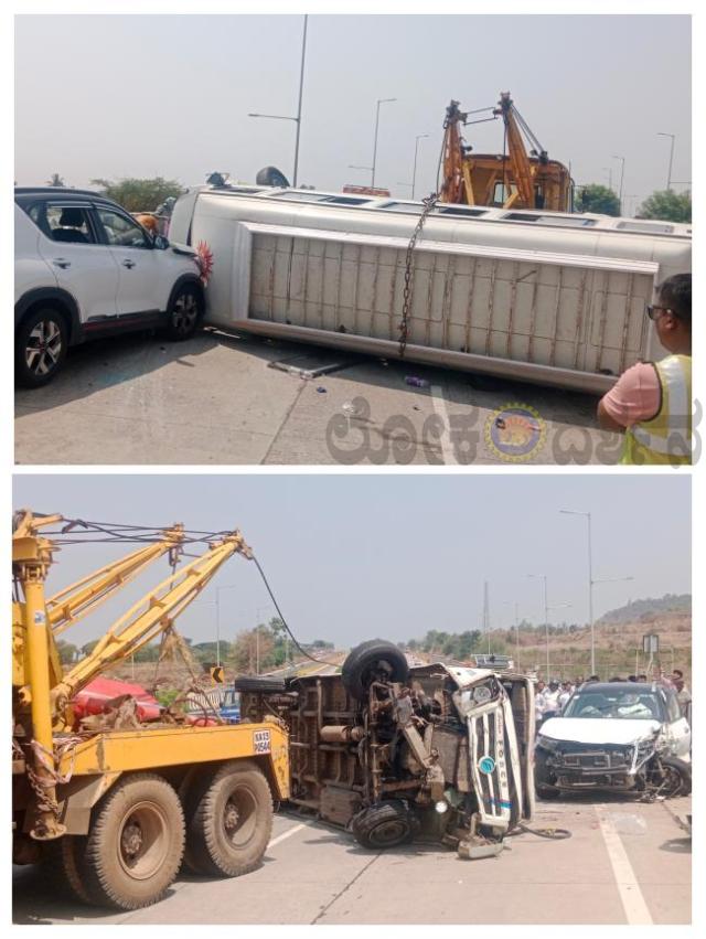 ಸಂಕೇಶ್ವರ ಬಳಿ ಟಿಟಿ, ಕಾರ‌ ನಡುವೆ ಭೀಕರ್ ಅಪಘಾತ ; ಮದುವೆಗೆ ಹೊರಟಿದ್ದ ಟೆಂಪೋ ಟ್ರಾವೆಲ್ ರ ಪಲ್ಟಿ,