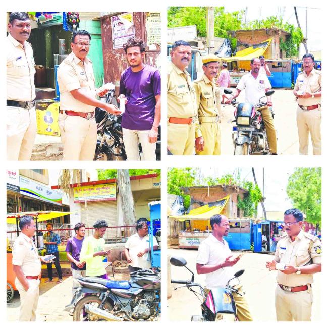 ಹೆಲ್ಮೆಟ್ ಇಲ್ಲದೆ ವಾಹನ ಸವಾರಿ ಮಾಡಿದವರಿಗೆ ದಂಡ  