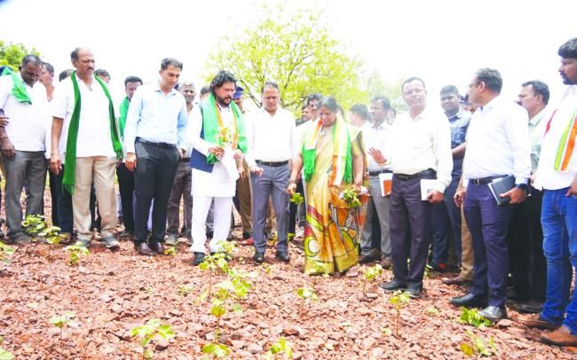 ಸಂಡೂರಿನಲ್ಲಿ ಬರ ಪರಿಸ್ಥಿತಿ ಪರೀಶೀಲನೆ: ರೈತರಿಗೆ ಪರಿಹಾರಕ್ಕೆ ಸರ್ಕಾರ ಬದ್ಧ : ಸಚಿವ ಬಿ. ನಾಗೇಂದ್ರ  